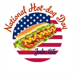 Vector postcard poster or banner for national hot dog day