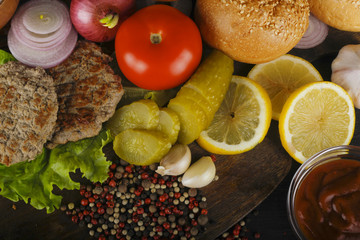ingredients of hamburger background