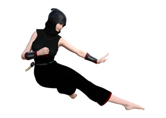 3D Rendering Female Ninja on White © photosvac