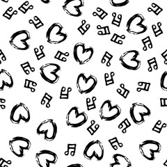 Abstract music notes seamless pattern background. Vector musical illustration melody decoration