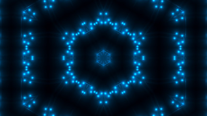Beautiful abstract kaleidoscope - fractal blue light, 3d rendering backdrop, computer generating background