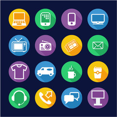 Advertising Media Icons Flat Design Circle