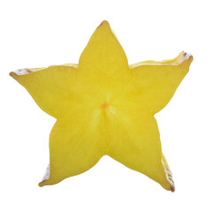 Fototapeta premium half of yellow carambola isolated on white background