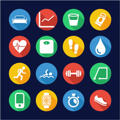 Activity Tracker Icons Flat Design Circle