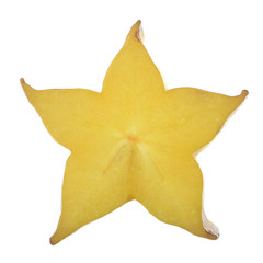 Fototapeta premium half of yellow carambola isolated on white background