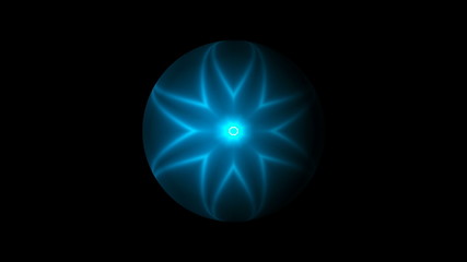 Sphere with glowing fractal abstraction, 3d rendering background, computer generating
