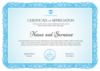 Certificate. Template diploma currency border. Award background Gift voucher. 