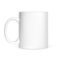 Realistic white cup isolated on white background