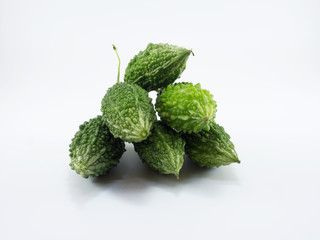 bitter melon, bitter gourd isolated on white background.
