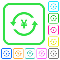 Yen pay back vivid colored flat icons