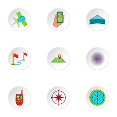 Navigation icons set. Cartoon illustration of 9 navigation vector icons for web