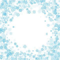 Frame or border of random scatter snowflakes