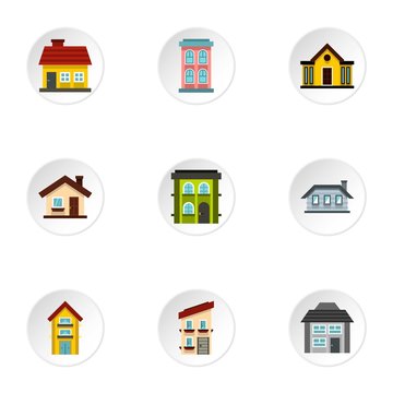 Residence icons set. Flat illustration of 9 residence vector icons for web