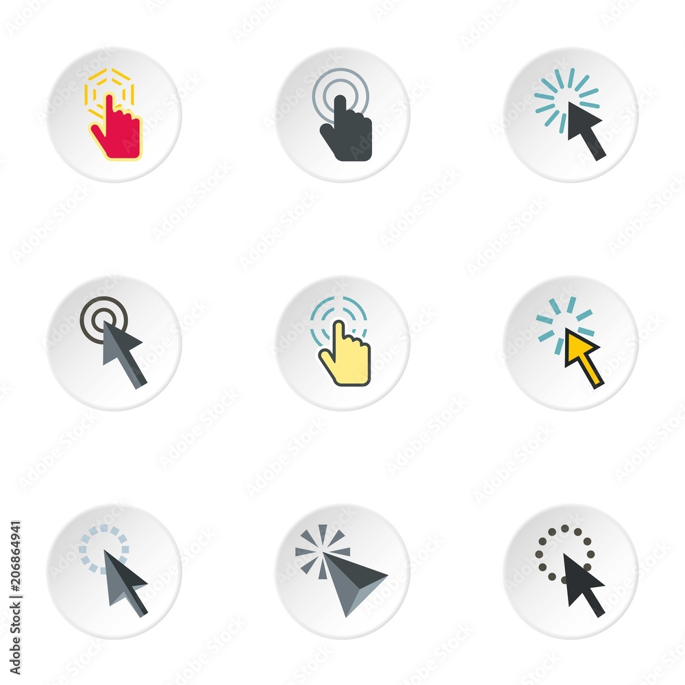 Poster pointer of computer icons set. flat illustration of 9 pointer of computer vector icons for web