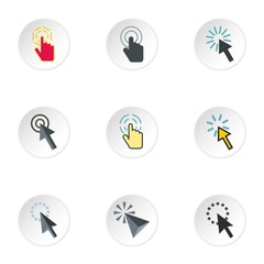 Pointer of computer icons set. Flat illustration of 9 pointer of computer vector icons for web