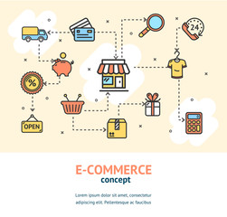 E-commerce Concept Banner Card. Vector