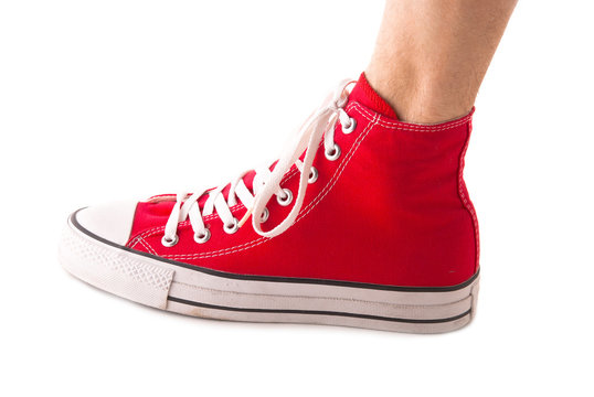 Red sneaker on isolated background