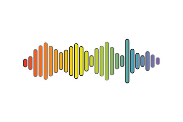 Pulse music player. Audio colorful wave logo. Vector equalizer element. Isolated design symbol.