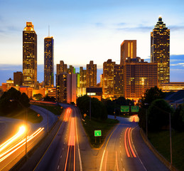 Fototapeta na wymiar Traffic in Atlanta by night. Georgia, USA