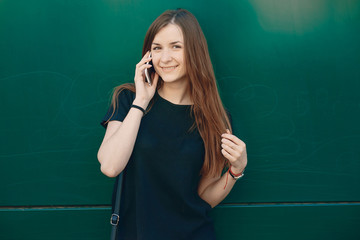 girl near wall