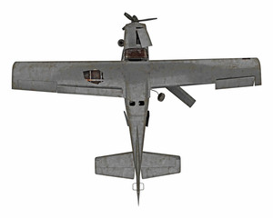 ruined airplane isolated on white
