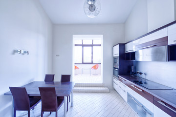 
The interior of the kitchen.