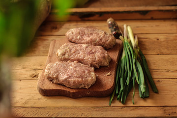 raw mincemeat  (meat cutlets)  - traditional nutritious cuisine.  Food background