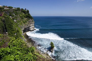 hight hill cliff and blue sea deep down