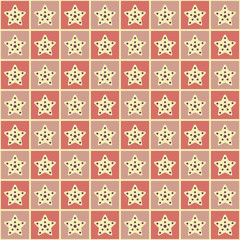 Seamless stars pattern. Colorful geometric vector illustration with stars on vintage style
