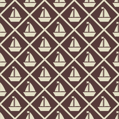 Maritime mood, Seamless nautical pattern with ships, vintage style