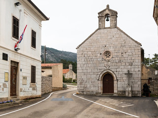 Church Sveti Duha in Cres on a cloudy day in spring