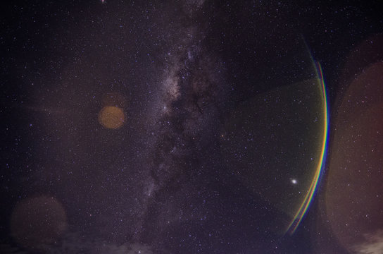 milky ways and lens flear effect 