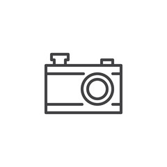 Photo camera outline icon. linear style sign for mobile concept and web design. Digital camera simple line vector icon. Symbol, logo illustration. Pixel perfect vector graphics