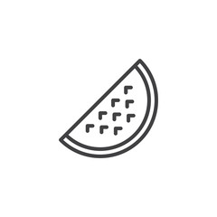 Watermelon slice outline icon. linear style sign for mobile concept and web design. Summer fruit simple line vector icon. Symbol, logo illustration. Pixel perfect vector graphics