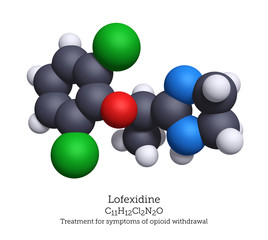 Lofexidine - Treatment for Opioid Withdrawal - 3D Rendering