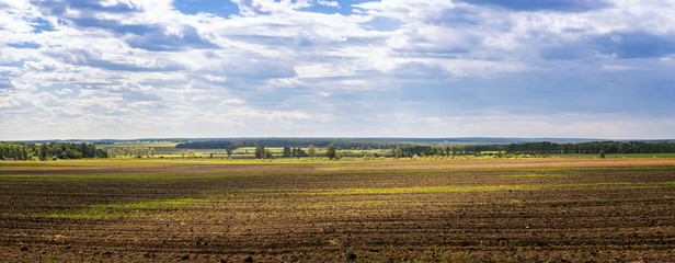 панорама вспаханного сельского поля, Россия, Урал  © 7ynp100