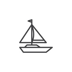Sailboat outline icon. linear style sign for mobile concept and web design. Sailing boat simple line vector icon. Yacht symbol, logo illustration. Pixel perfect vector graphics