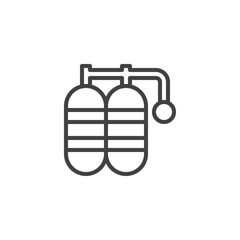 Oxygen Cylinder outline icon. linear style sign for mobile concept and web design. Diving tank simple line vector icon. Symbol, logo illustration. Pixel perfect vector graphics