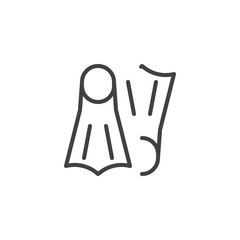 Flippers outline icon. linear style sign for mobile concept and web design. Diving Fins simple line vector icon. Symbol, logo illustration. Pixel perfect vector graphics