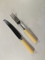 knife and fork on the table