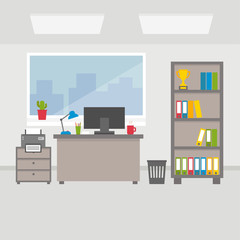 Office workspace vector flat illustration for web design