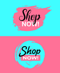 Vector Shop now Banners pink and blue concept collection, illustrations