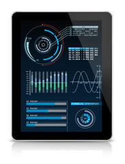 Graphs and charts on digital tablet