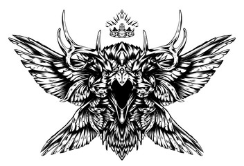Fototapeta premium screaming mystical Raven