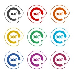 360 degrees line icon, color icons set