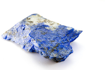 Lapislazzuli, blue mineral stone isolated on a white background