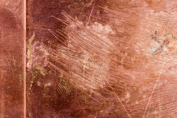 Scratched dirty dusty copper plate texture, old metal background