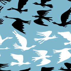 Pattern of the silhouettes of fictional birds