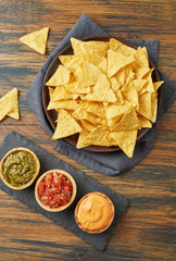 Tortilla chips with sauces