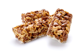 Energy cereal bar isolated on white background